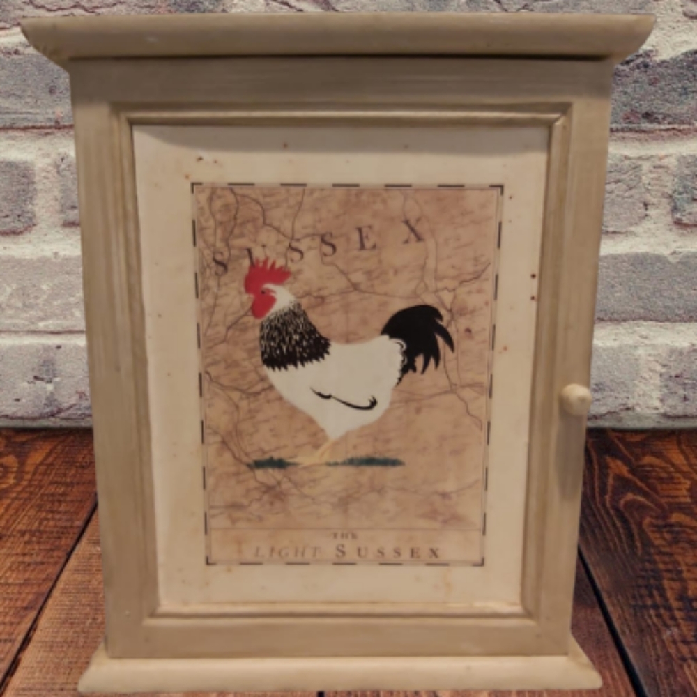 Vintage rooster design wooden cabinet